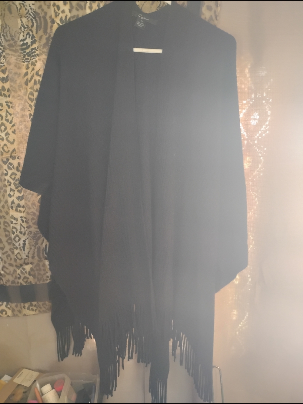 Charming Black Fringe Open-Front Tunic